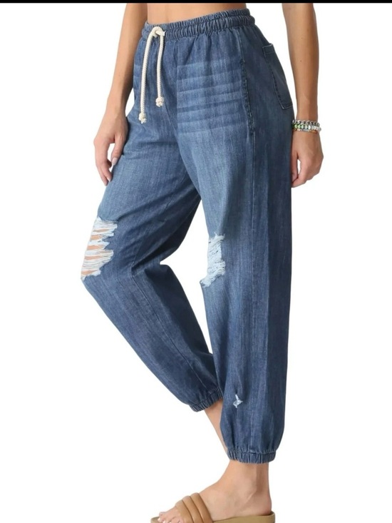 Electric & Rose Denim - Electric & Rose Ripped Dark Blue Denim Joggers